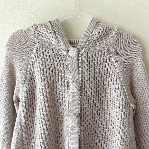 Rebecca Taylor Mohair Wool Blend Knit Hooded Sequin Cardigan - Picture 2 of 12